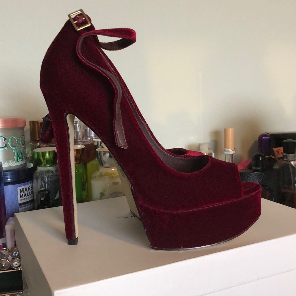 Red velvet stilettos